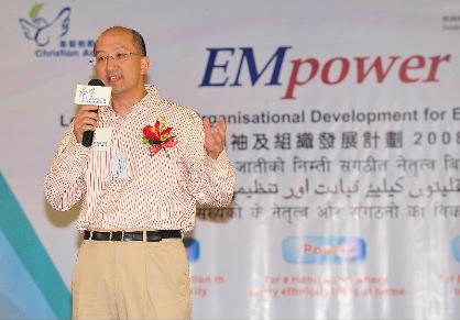 The Under Secretary for Constitutional and Mainland Affairs, Mr Raymond Tam, officiated at the EMpower Opening Ceremony organised by the Christian Action for the ethnic minorities today (May 9). Photo shows Mr Tam speaking at the event.