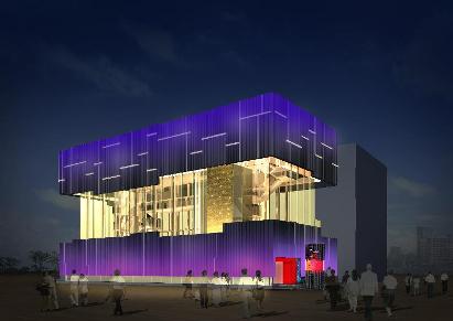 An artist's impression of the night view of the Hong Kong Pavilion, on which work started today (April 10) in Shanghai.