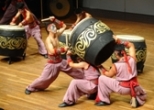 Photo shows the performing troupe from Taichung, the Jyou-Tian Folk Drum and Arts Group, performing at the Hong Kong Academy of Performing Arts this (April 16) afternoon.