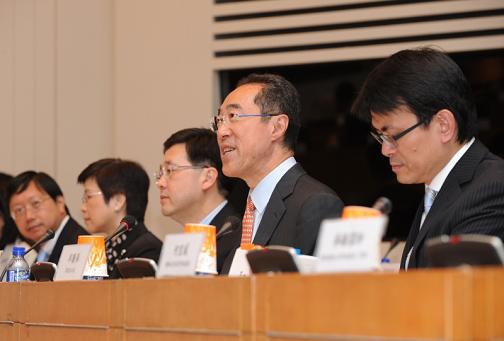 The Chief Secretary for Administration, Mr Henry Tang, leads a delegation to attend the 15th Working Meeting of Hong Kong/Guangdong Cooperation Joint Conference held at the Central Government Offices New Annexe today (August 3).