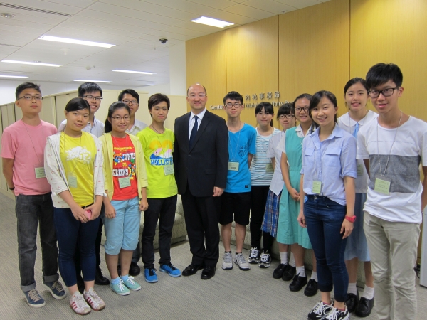 Mr Tam is pictured with the Basic Law ambassadors.